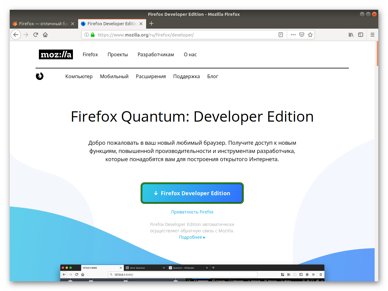 Скачать Firefox Developer Edition для Linux